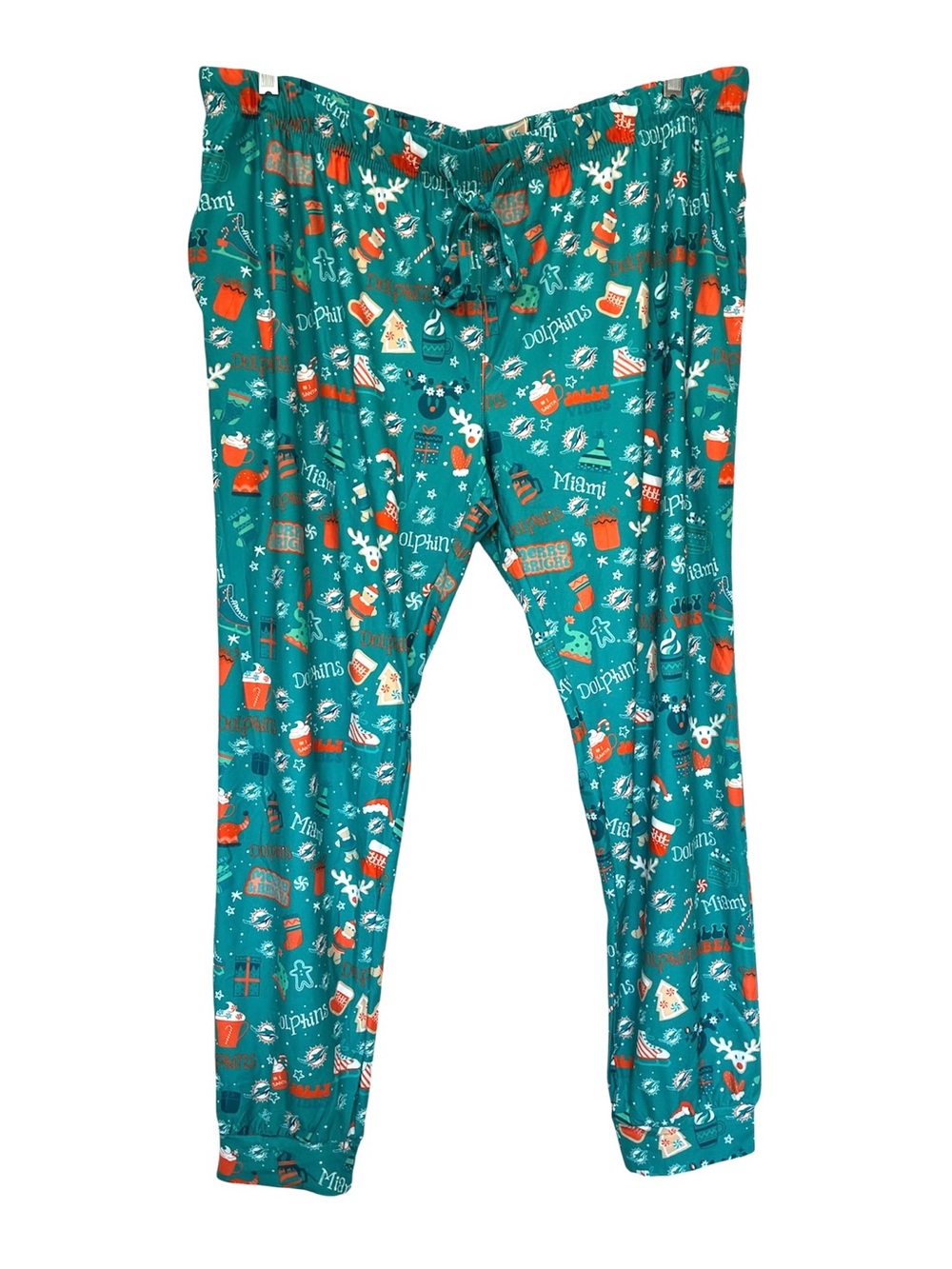 NFL Pajama Pants Women’s 2XL Miami Dolphins Pockets Aqua Christmas Elements
